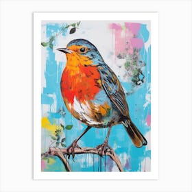 Colourful Bird Painting European Robin 4 Art Print
