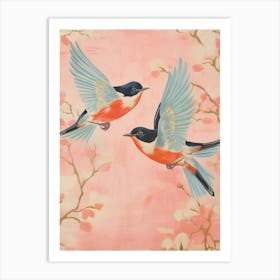 Vintage Japanese Inspired Bird Print Robin 3 Art Print