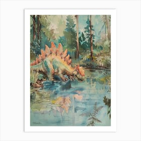 Stegosaurus Storybook Painting 3 Art Print