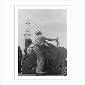 Untitled Photo, Possibly Related To Winch Operator At Oil Well In Oklahoma City, Oklahoma By Russell Lee Art Print