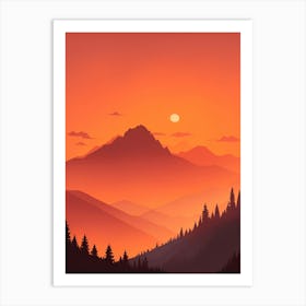 Misty Mountains Vertical Composition In Orange Tone 113 Art Print