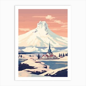 Vintage Winter Travel Illustration Iceland 3 Art Print