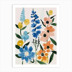Painted Florals Delphinium 3 Art Print