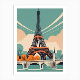 Vintage Poster Paris Eiffel Tower Art Print