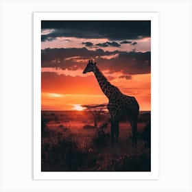 Sunset Giraffe Art Print