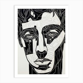Geometric Portrait Black & White 3 Art Print