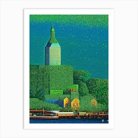 Green Bay, City Us  Pointillism Art Print