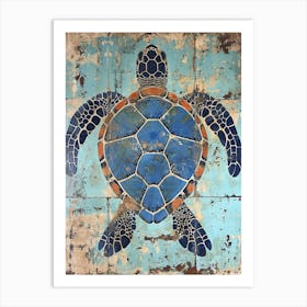 Blue Tiled Sea Turtle Art Print