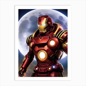 Iron Man In Front Of The Moon Art Print