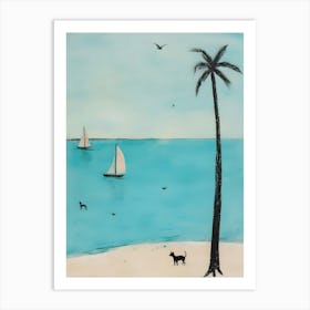 Dog On The Beach Art Print