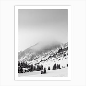 Cervinia, Italy Black And White Skiing Poster Art Print