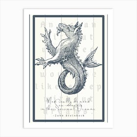 Sea Monster on White Wood Art Print