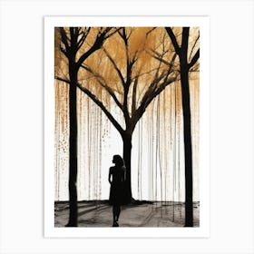 Tree Of Life and Woman Silhouette Watercolor Splash 3 Art Print