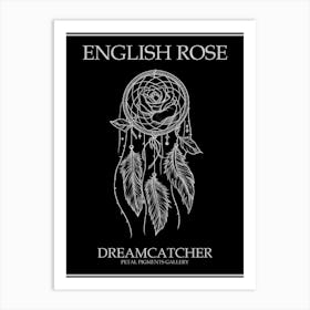 English Rose Dreamcatcher Line Drawing 5 Poster Inverted Art Print
