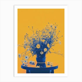 Daisy Flowers On A Table   Contemporary Illustration 3 Art Print