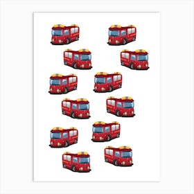 Red fire engine pattern Art Print