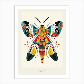 Colourful Insect Illustration Firefly 9 Poster Art Print