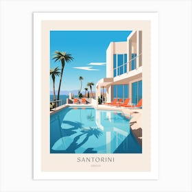 Santorini, Greece 2 Midcentury Modern Pool Poster Art Print