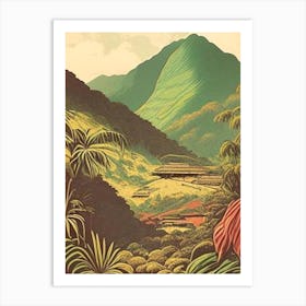 Baliem Valley Indonesia Vintage Sketch Tropical Destination Art Print
