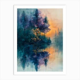 Sunset In The Forest Art Print