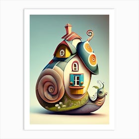 Snail With House On Its Back Patchwork Art Print