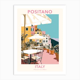 Positano, Italy, Flat Pastels Tones Illustration 2 Poster Art Print