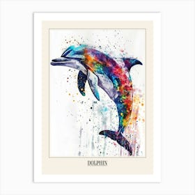 Dolphin Colourful Watercolour 2 Poster Art Print