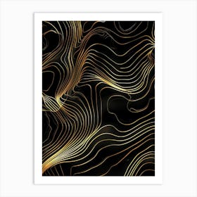 Abstract Gold Wavy Lines 1 Art Print