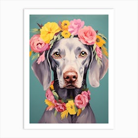 Weimaraner Portrait With A Flower Crown, Matisse Painting Style 4 Art Print