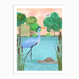 Heron in the Summer Art Print