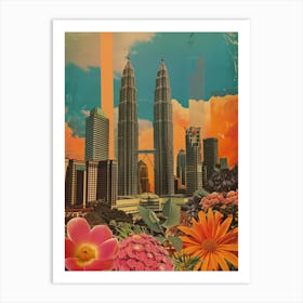 Kuala Lumpur   Floral Retro Collage Style 4 Art Print