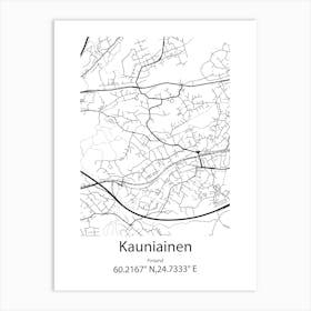 Kauniainen,Finland Minimalist Map Art Print