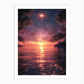 Sunset Over The Water 2 Art Print