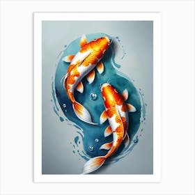 Koi Fish Yin Yang Painting (4) Art Print