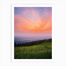 A Watercolor Creation Rich With Springs Flush Of Colors Backlit By The Glow Of The Summer Sunset (2) Art Print