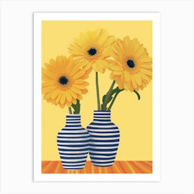 Gerbera Daisy Flowers On A Table   Contemporary Illustration 3 Art Print