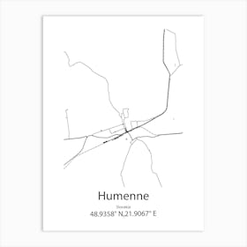 Humenne,Slovakia Minimalist Map Art Print