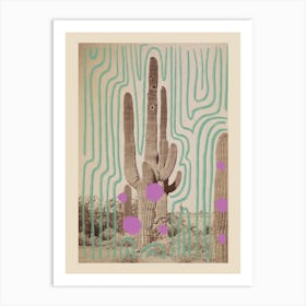 Colorful Cactus In A Desert Landscape Art Print
