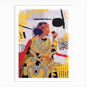 Woman Drinking Wine Art Print