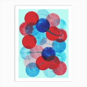 Connections Mint Green Blue Red Abstract dot dots circles kusama inspired vertical office hotel living room mid century Art Print