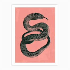 Snake On A Pink Background Art Print