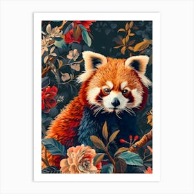 Red Panda Inspired by William Morris 1 Art Print