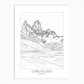 Cerro Fitz Roy Argentina Line Drawing 5 Poster Art Print