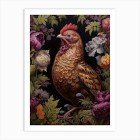 Ruffed Grouse Portrait With Rustic Flowers 0 Art Print