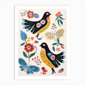 Folk Style Bird Painting Bluebird 5 Art Print