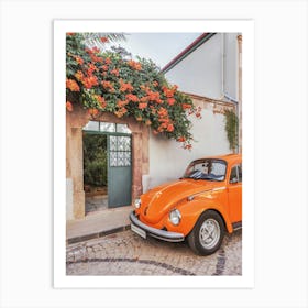 Orange Car in Amalfi Italy Art Print