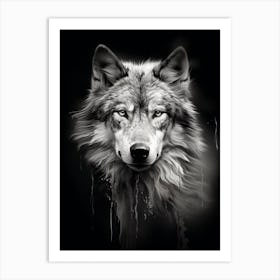 Tundra Wolf Portrait Black And White 3 Art Print