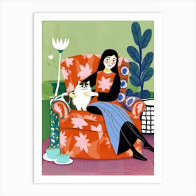 Cat In The Chair Art Print