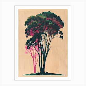 Mahogany Tree Colourful Illustration 4 Art Print