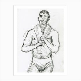 Guy With A White Towel Art Print